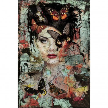 Quadro de Vidro Lady Butterfly 100x150cm