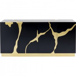 Aparador Cracked Preto Dourado 165x80cm