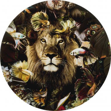Quadro de vidro Curious Lion Ø100 cm