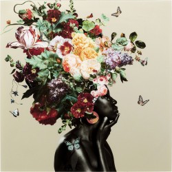 Quadro de vidro Bouquet Beauty Bege 100x100 cm