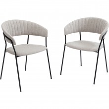 Cadeira com apoio de braço Belle Bege (Conjunto de 2)