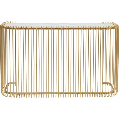 Consola Wire em vidro marmoreado Dourada 142x89 cm