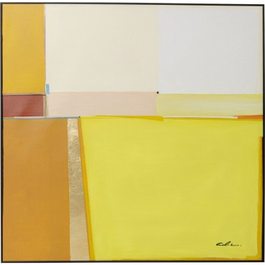 Quadro com Moldura Abstract Shapes Amarelo 113x113 cm