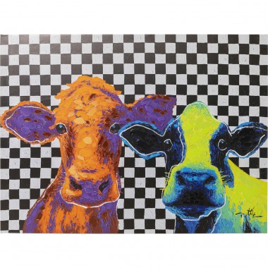 Quadro em tela Colorful Cows 120x90 cm