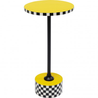 Mesa de apoio Domero Checkers Yellow Ø25 cm