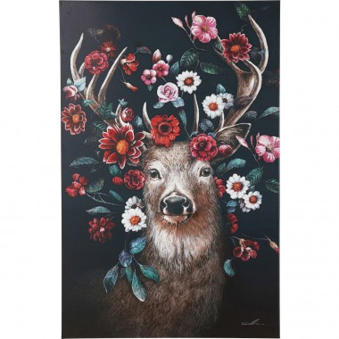 Quadro em tela Deer in Flower 90x140 cm