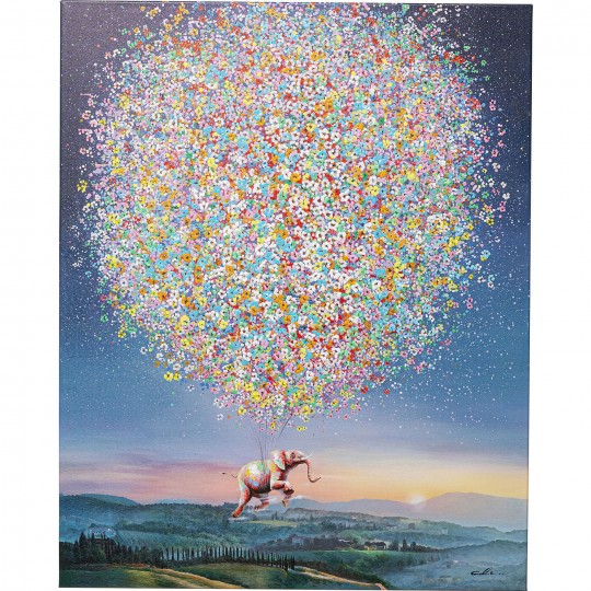 Quadro em tela Flying Elephant At Night 80x100 cm