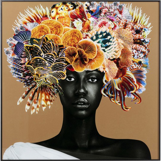 Imagem emoldurada Flower Hair 120x120 cm