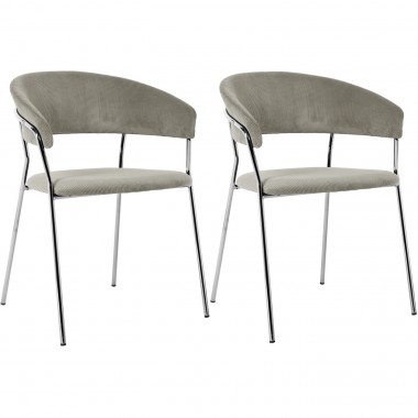 Cadeirão Belle Cord Beige Chrome (Conjunto de 2)