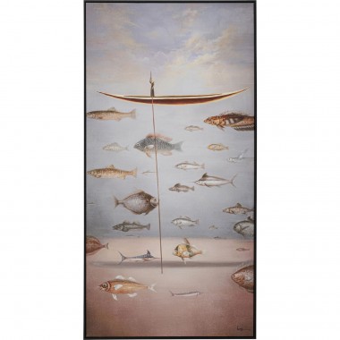 Quadro com Moldura Cloud Fisherman Boat 60x120 cm