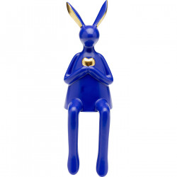 Peça Decorativa Sitting Rabbit Heart Azul 29cm