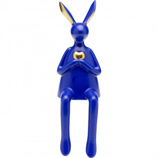 Peça Decorativa Sitting Rabbit Heart Azul 29cm