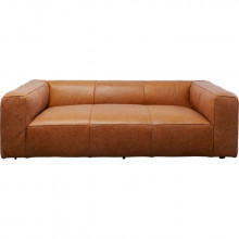 Sofá Cubetto Smart Leather Castanho claro 220cm