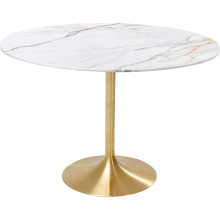 Mesa  Invitation Set Cerâmica Branca Bronze Ø120cm