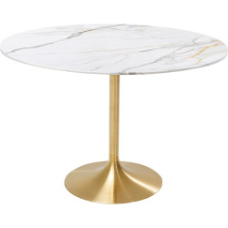 Mesa  Invitation Set Cerâmica Branca Bronze Ø120cm