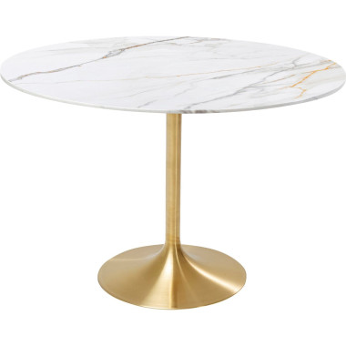 Mesa  Invitation Set Cerâmica Branca Bronze Ø120cm