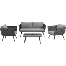 Conjunto Sofás Rimini Antracite (4/peças)