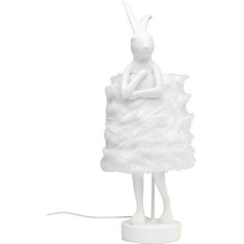 Candeeiro de Mesa Animal Rabbit Fur Branco/Prateado 68cm