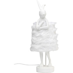Candeeiro de Mesa Animal Rabbit Fur Branco/Prateado 68cm