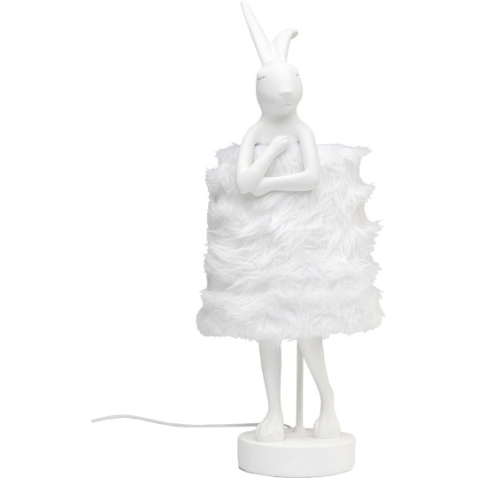 Candeeiro de Mesa Animal Rabbit Fur Branco/Prateado 68cm