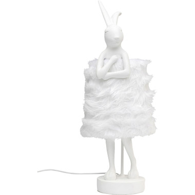 Candeeiro de Mesa Animal Rabbit Fur Branco/Prateado 68cm
