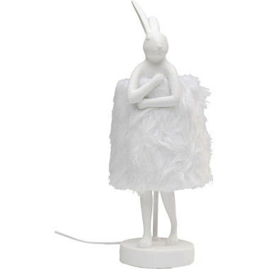 Candeeiro de Mesa Animal Rabbit Fur Branco/Prateado 50cm