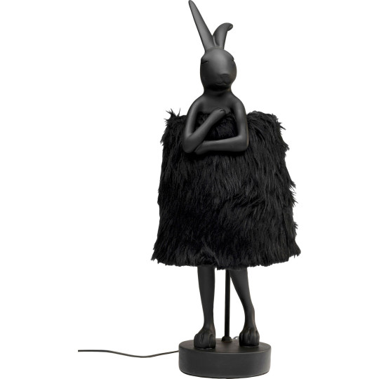Candeeiro de Mesa Animal Rabbit Fur Preto/Dourado 68cm