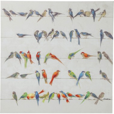 Tela a Óleo Birds Meeting 100x100cm