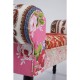 Banqueta Wing Patchwork vermelha