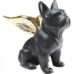 Peça Decorativa Sitting Angel Dog Dourado/Preto