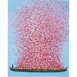 Tela a Óleo Flower Boat Azul Rosa 100x80cm-39250 (5)