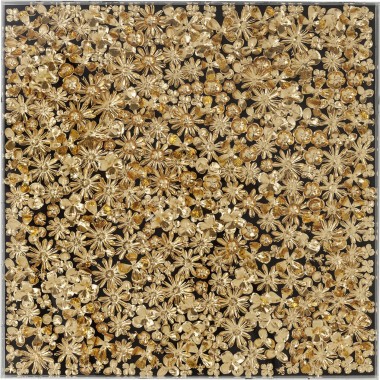 Quadro c/ moldura Gold Flower 120x120cm