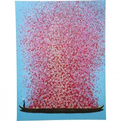 Tela a Óleo Flower Boat Azul/Rosa 160x120cm