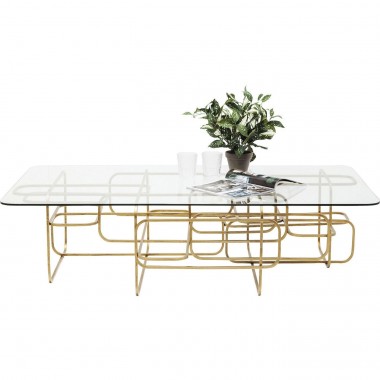 Mesa de Centro Meander Dourada 140x80cm