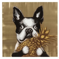 Tela a Óleo Dog with Pineapple 80x80cm