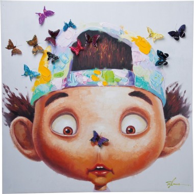 Tela a Óleo Boy with Butterflies 100x100cm