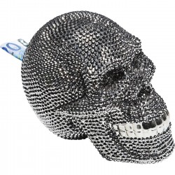 Mealheiro Skull Crystal Prateado