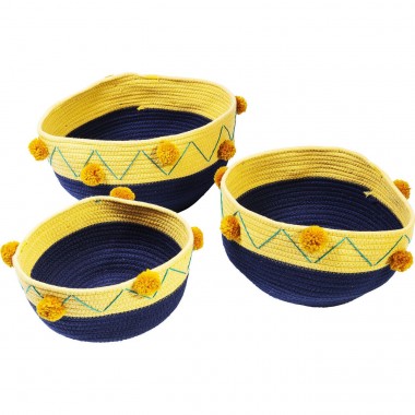 Cesto Storage Pompon Azul (conj.3)