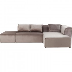 Sofá Infinity em veludo Taupe c/chaise à dir.