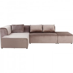 Sofá Infinity c/ chaise à Esq. em veludo Taupe