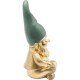 Peça Decorativa Zwerg Sitting Gold Verde 19cm