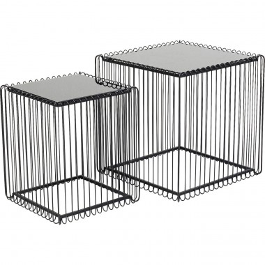 Mesa de Apoio Wire Square Preto (conj.2) 45x45cm