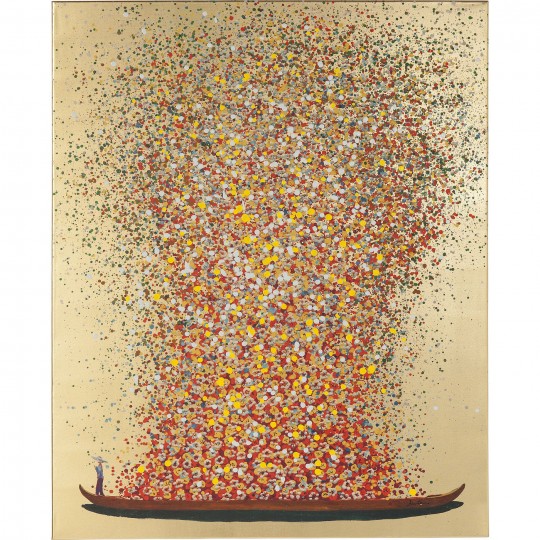 Tela a Óleo Flower Boat Gold vermelho 160x120cm
