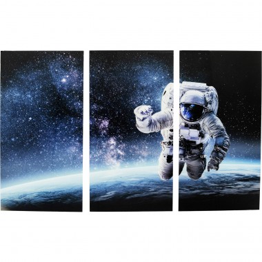 Quadro Vidro Triptychon Man in Space 160x240