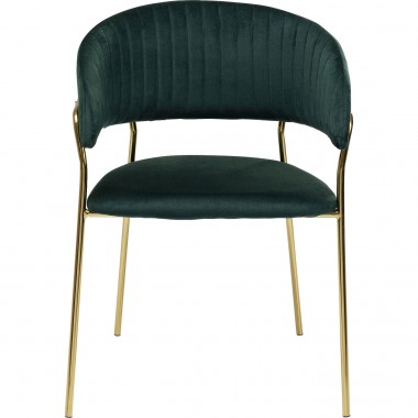 Cadeira de braços Belle em Veludo Verde (Conjunto de 2)