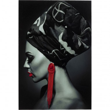Quadro de Vidro Lady Red Earring 80x120cm