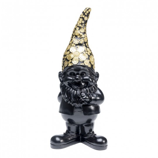 Peça decorativa Gnome Standing Black Gold 45cm