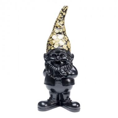 Peça decorativa Gnome Standing Black Gold 45cm