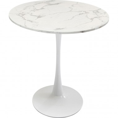 Table Schickeria look marbre blanc Ø80cm