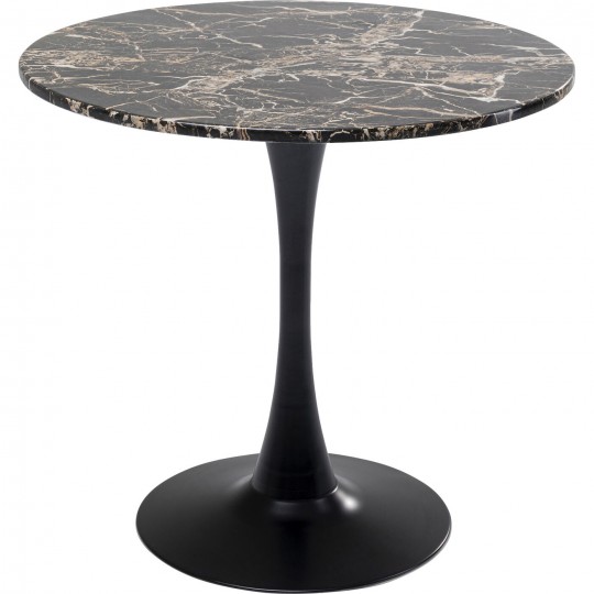 Table Schickeria look marbre noir Ø80cm